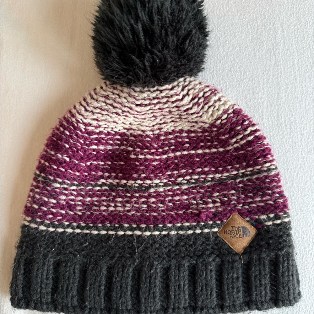The North Face Purple and Cream Knit Beanie